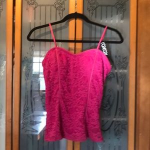 Pink lace camisole by xoxo.